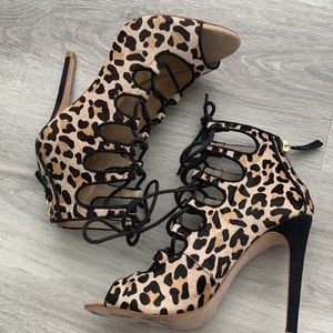 Zara Leopard Bootie Heels